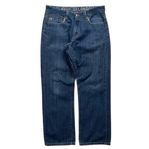 VTG Pepe Jeans Baggy Loose Fit London Dark Wash Hip Hop Skater Mens 34x27 Y2K